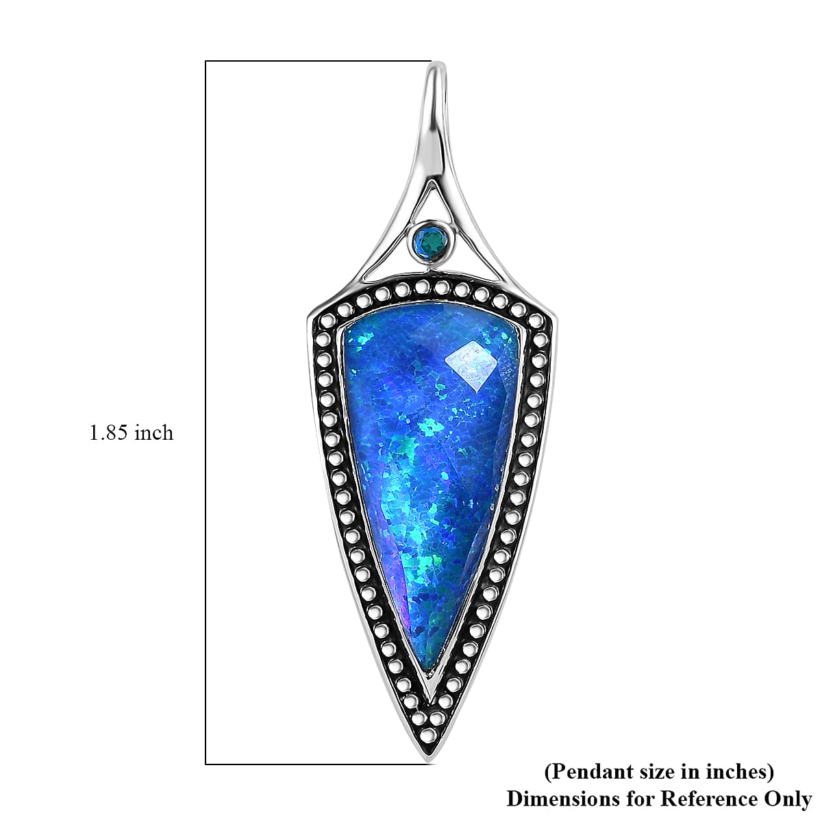 Sajen Silver Blue Low Dom Quartz Doublet Opal and Swiss Blue Topaz Pendant in Platinum Over Sterling Silver 8.00 ctw image number 5