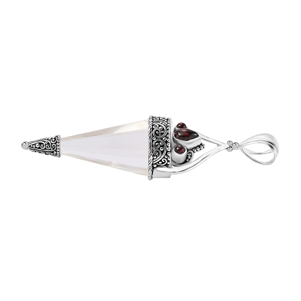 Sajen Silver Natural Crystal Pencil and Mozambique Garnet Pendant without Chain in Platinum Over Sterling Silver 32.65 ctw image number 3