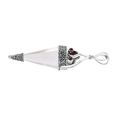 Sajen Silver Natural Crystal Pencil and Mozambique Garnet Pendant without Chain in Platinum Over Sterling Silver 32.65 ctw