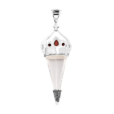Sajen Silver Natural Crystal Pencil and Mozambique Garnet Pendant without Chain in Platinum Over Sterling Silver 32.65 ctw