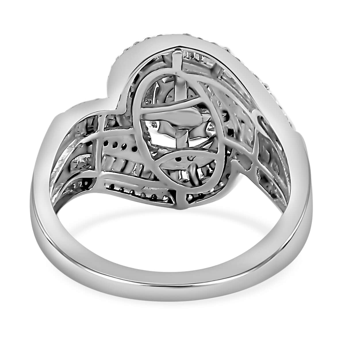 Diamond Bypass Ring in Platinum Over Sterling Silver (Size 10.0) 1.00 ctw image number 4