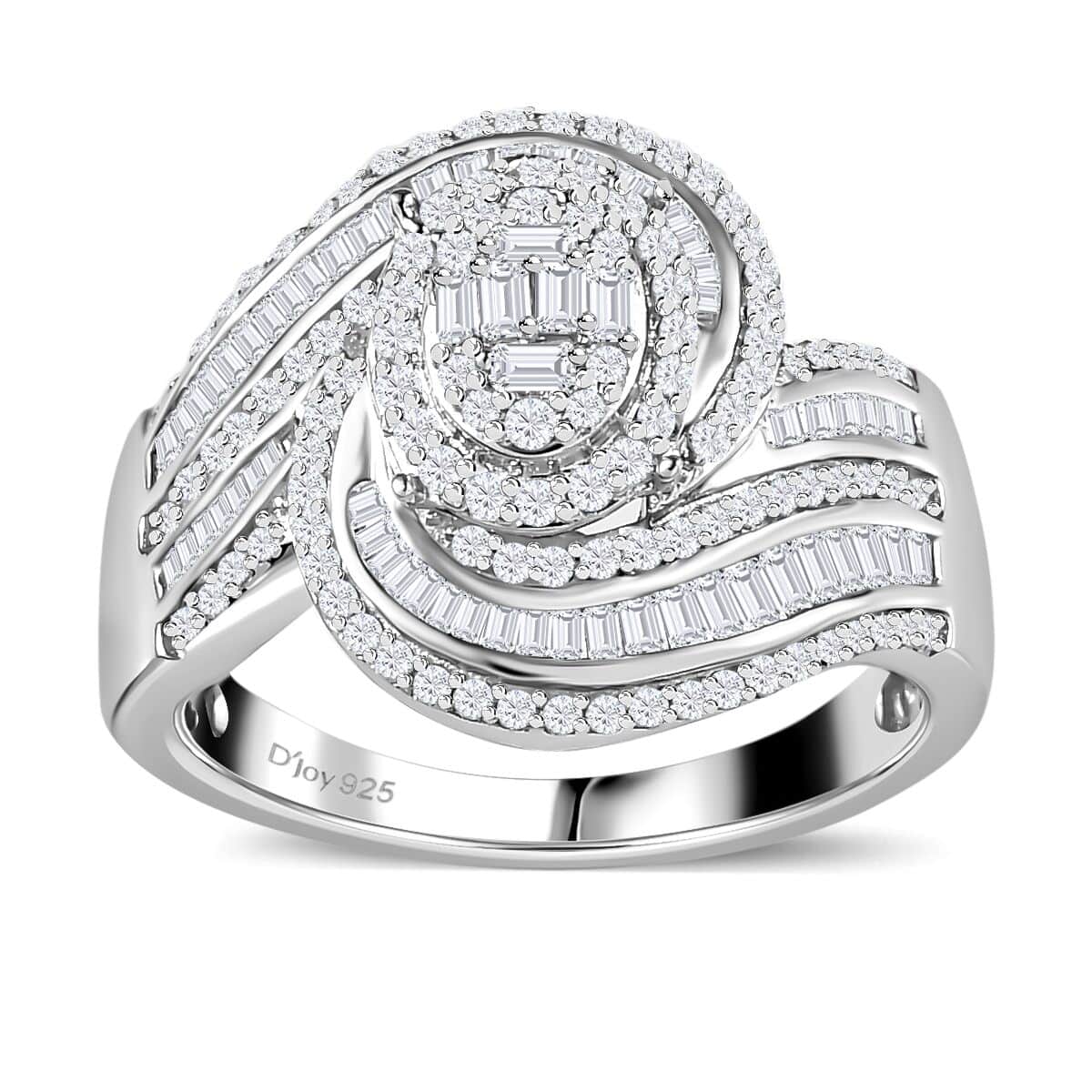 Diamond 1.00 ctw Bypass Ring in Platinum Over Sterling Silver (Size 7.0) image number 0