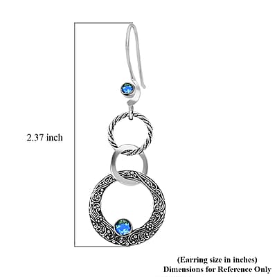 Sajen Silver Rainbow Peacock Doublet Quartz 1.10 ctw Earrings in Platinum Over Sterling Silver