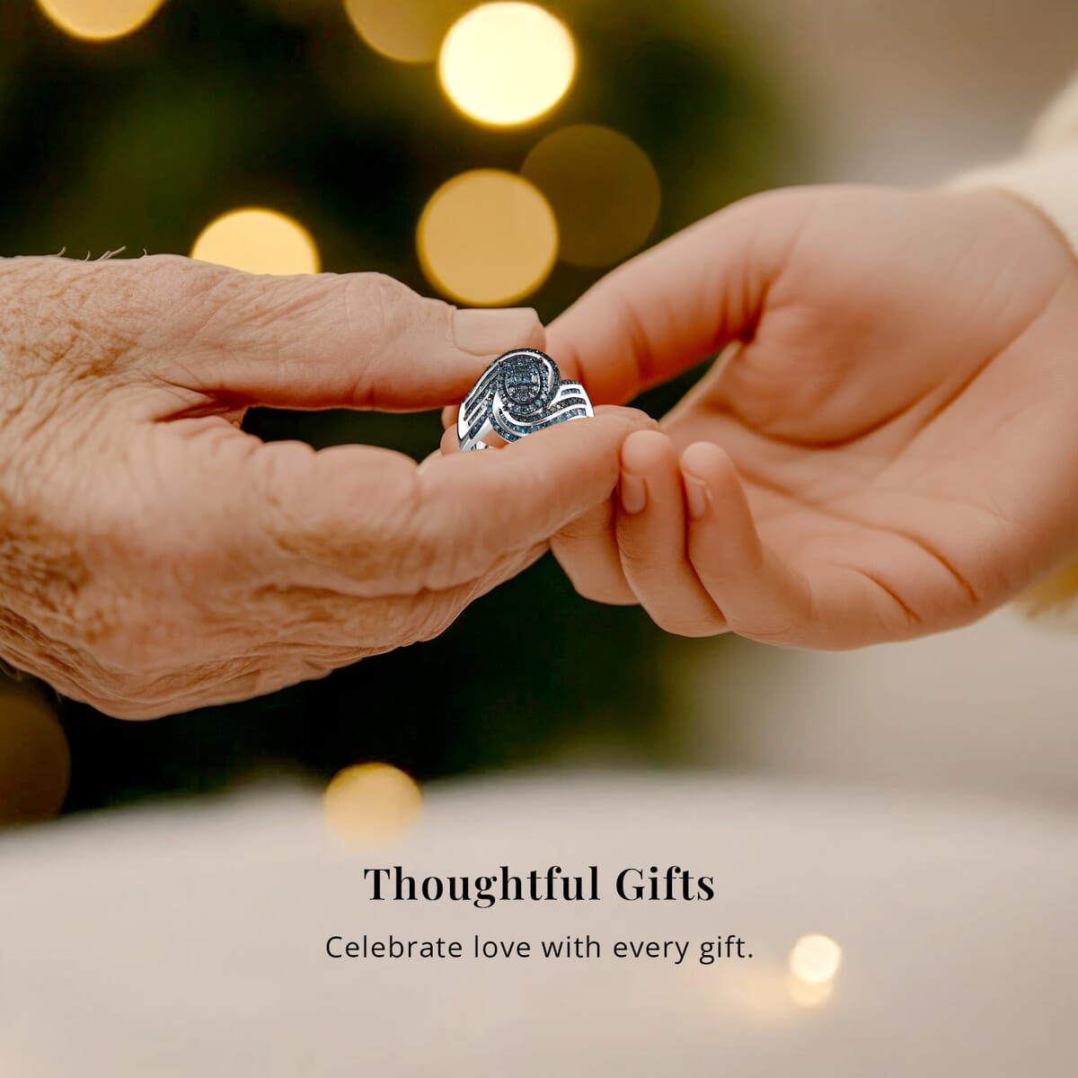 Blue Diamond 1.00 ctw Bypass Ring in Rhodium and Platinum Over Sterling Silver (Size 7.0) image number 5
