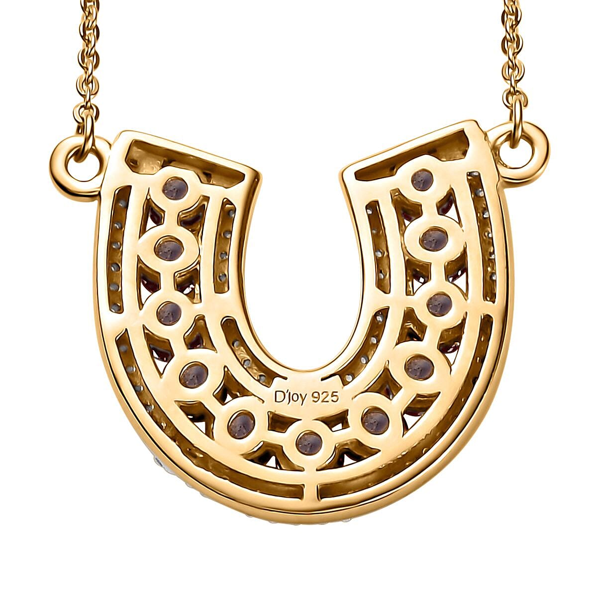 Masoala Sapphire (D) and White Zircon Horseshoe Necklace 18-20 Inches in Vermeil Yellow Gold Over Sterling Silver 2.40 ctw image number 4