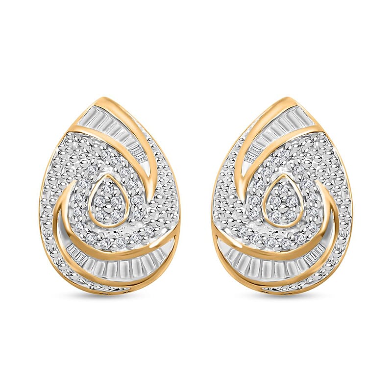 Diamond Pear Shape Earrings in 14K Yellow Gold Over Sterling Silver 0.25 ctw