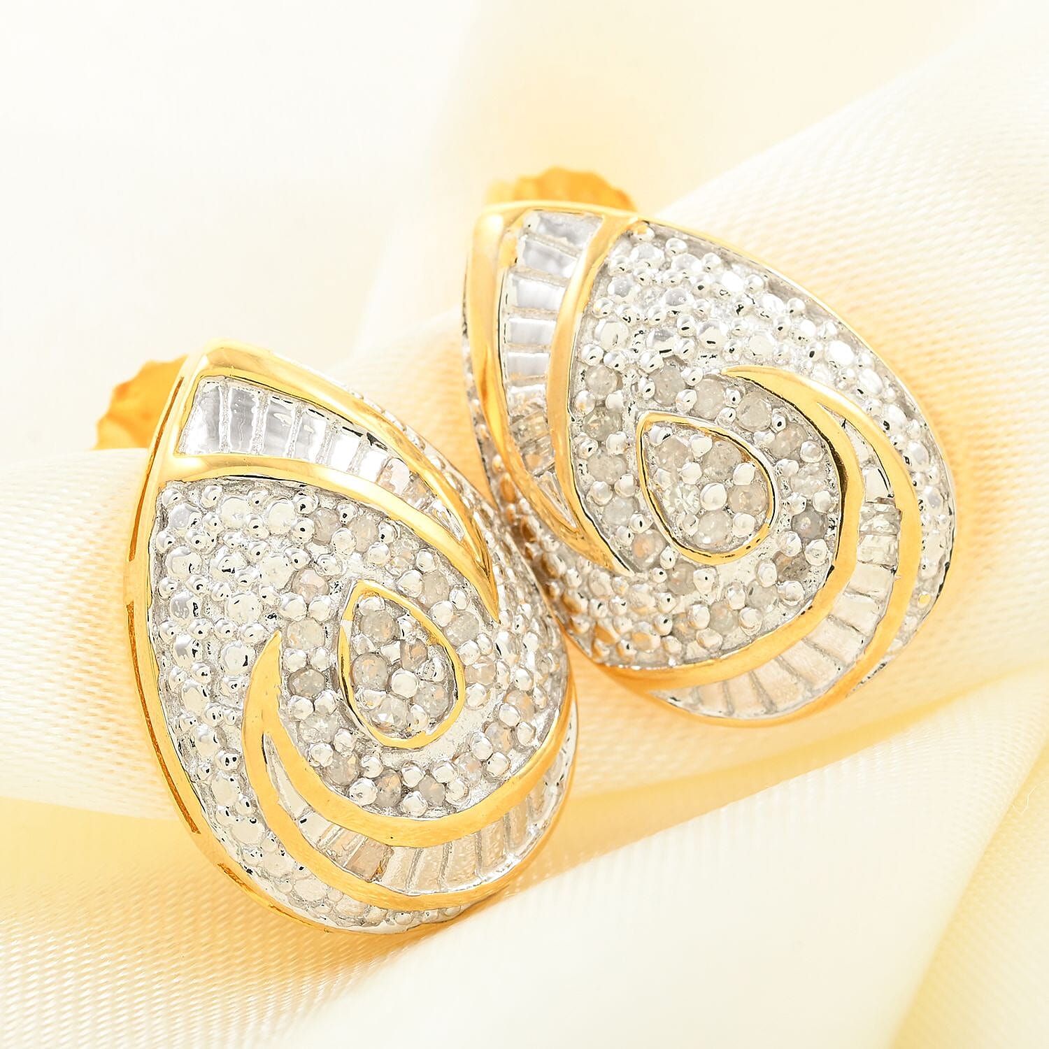 Diamond Pear Shape Earrings in 14K Yellow Gold Over Sterling Silver 0.25 ctw