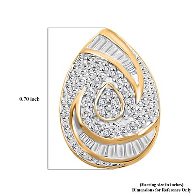 Diamond Pear Shape Earrings in 14K Yellow Gold Over Sterling Silver 0.25 ctw