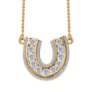 Moissanite Horseshoe Necklace 18-20 Inches in Vermeil Yellow Gold Over Sterling Silver 1.65 ctw