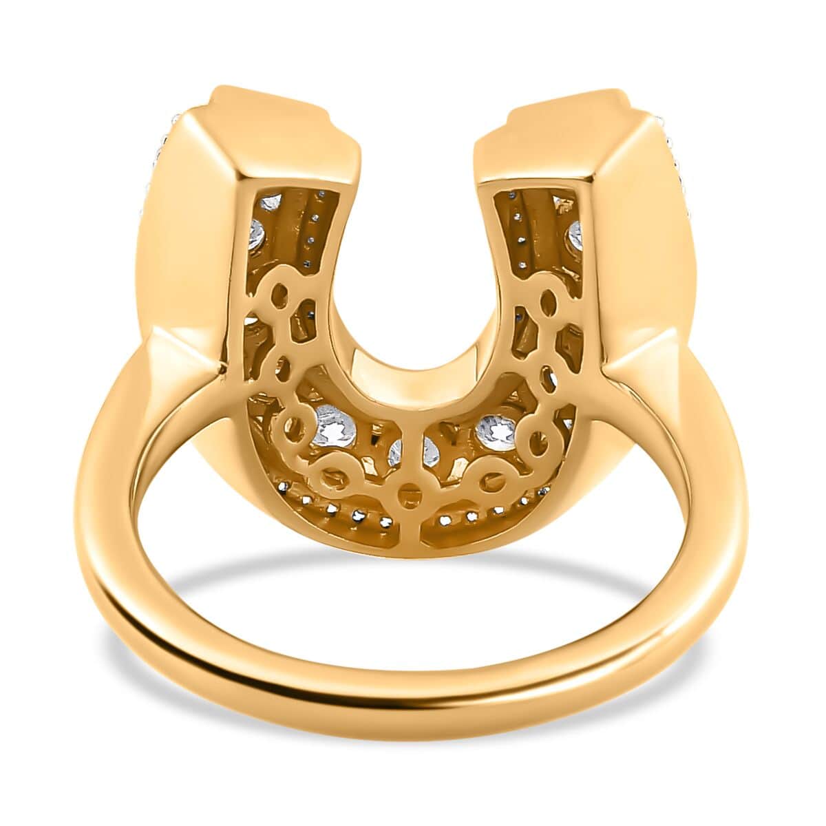 Moissanite Horseshoe Ring in Vermeil Yellow Gold Over Sterling Silver (Size 7.0) 1.65 ctw image number 4