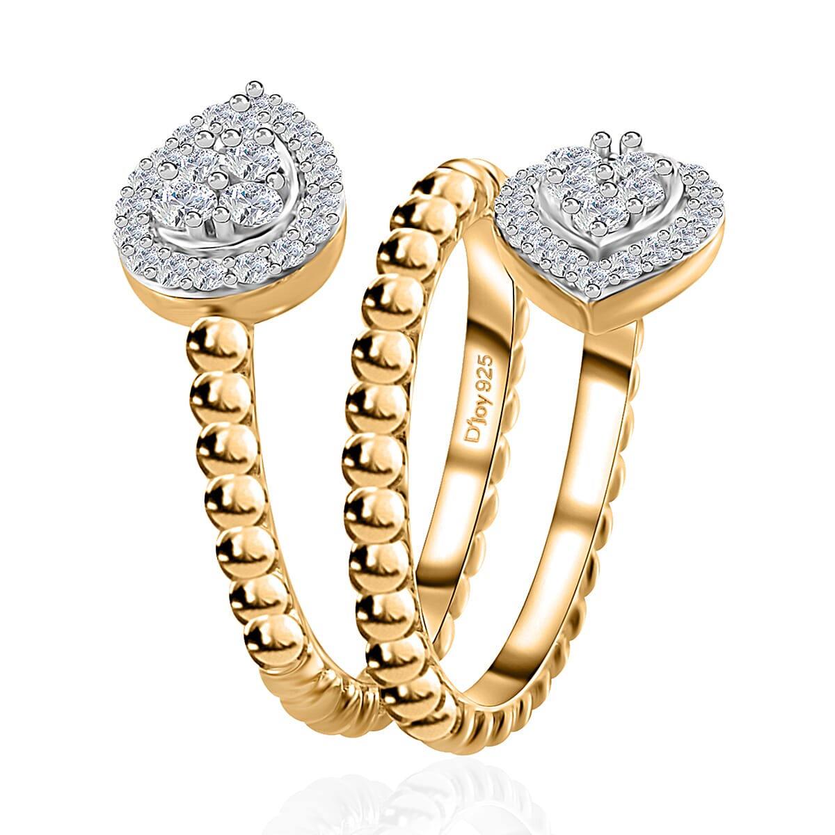 Moissanite Bypass Leaf Ring in Vermeil Yellow Gold Over Sterling Silver (Size 10.0) 0.75 ctw