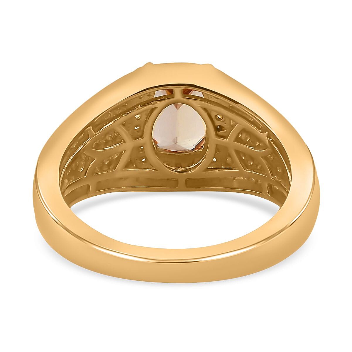 D'Joy AAA Turkizite and Natural Yellow Diamond Men's Ring in Vermeil Yellow Gold Over Sterling Silver (Size 12.0) 2.00 ctw image number 4