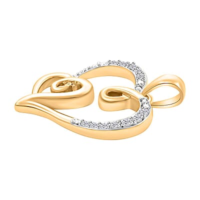 Diamond Heart Pendant in 14K Yellow Gold Over Sterling Silver 0.10 ctw