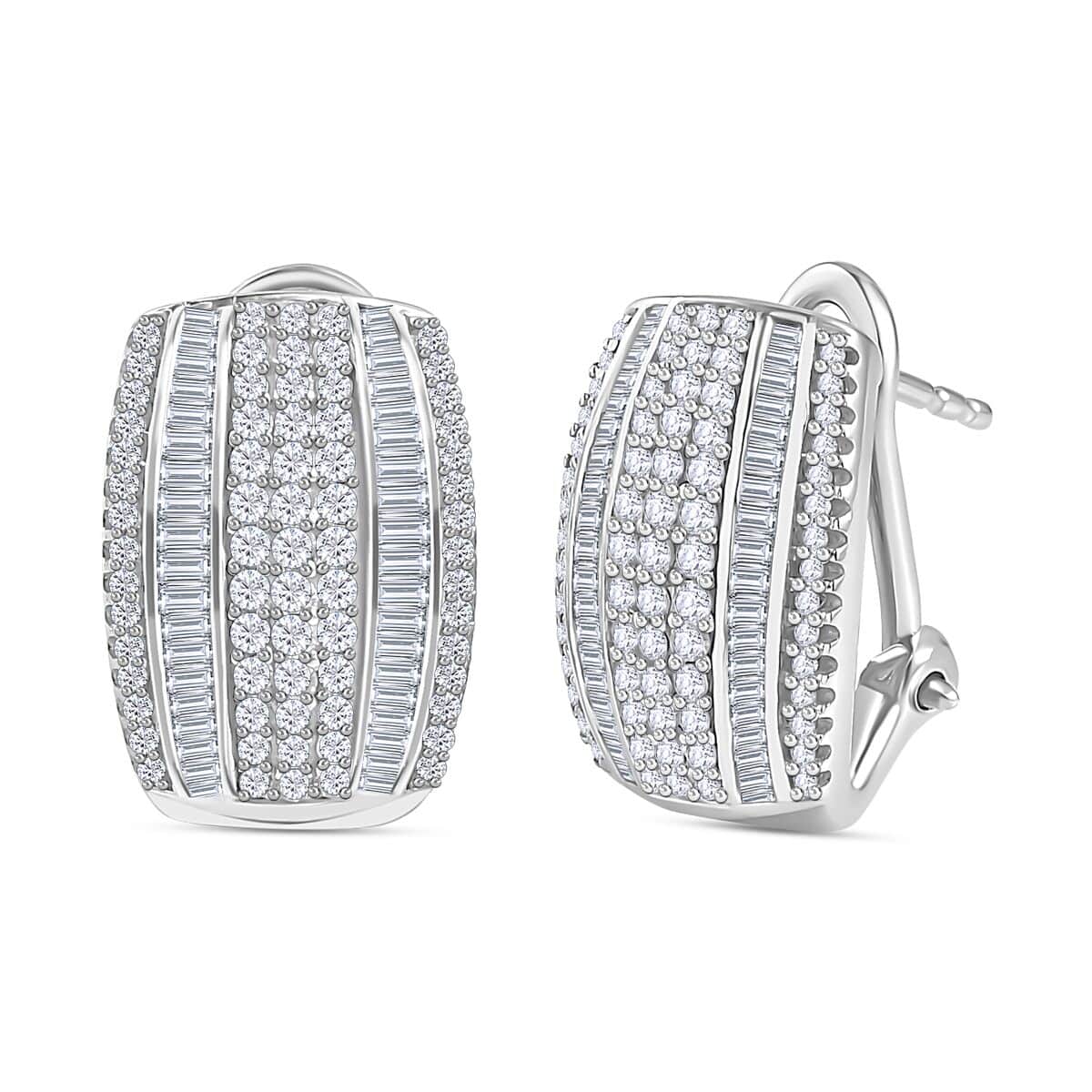 Diamond Earrings in Platinum Over Sterling Silver 1.00 ctw image number 0