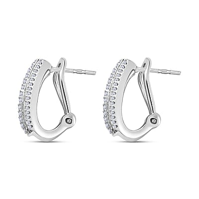 Diamond Omega Clip Earrings in Platinum Over Sterling Silver 1.00 ctw