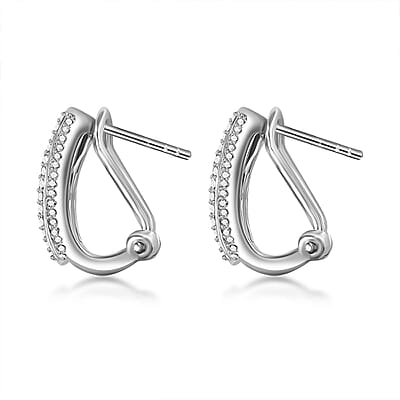 Diamond Omega Clip Earrings in Platinum Over Sterling Silver 1.00 ctw