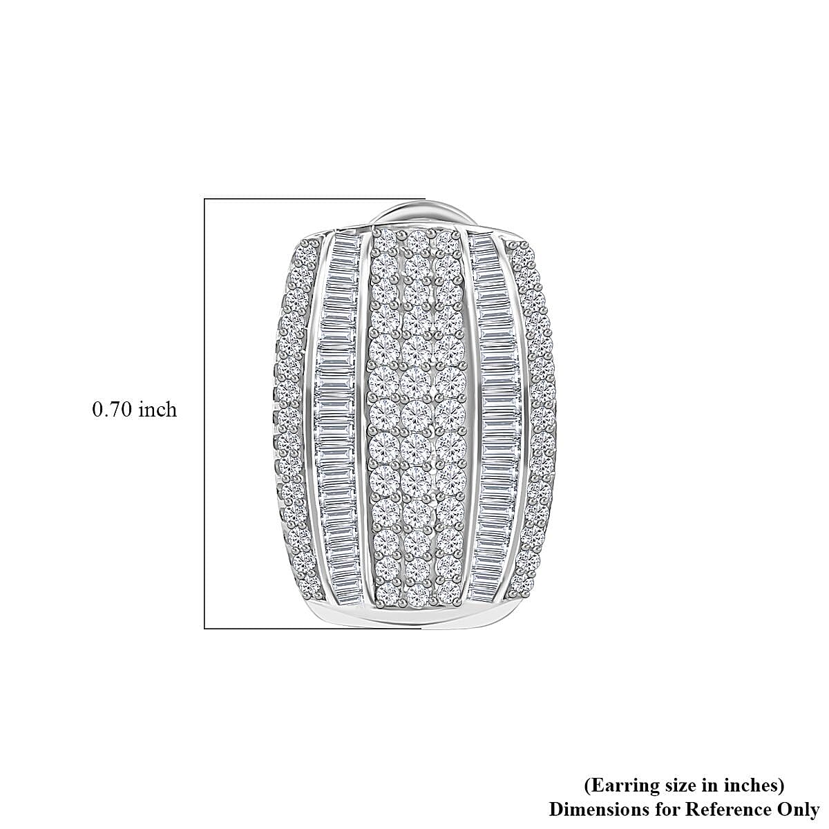 Diamond Omega Clip Earrings in Platinum Over Sterling Silver 1.00 ctw