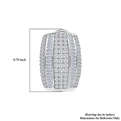 Diamond Omega Clip Earrings in Platinum Over Sterling Silver 1.00 ctw