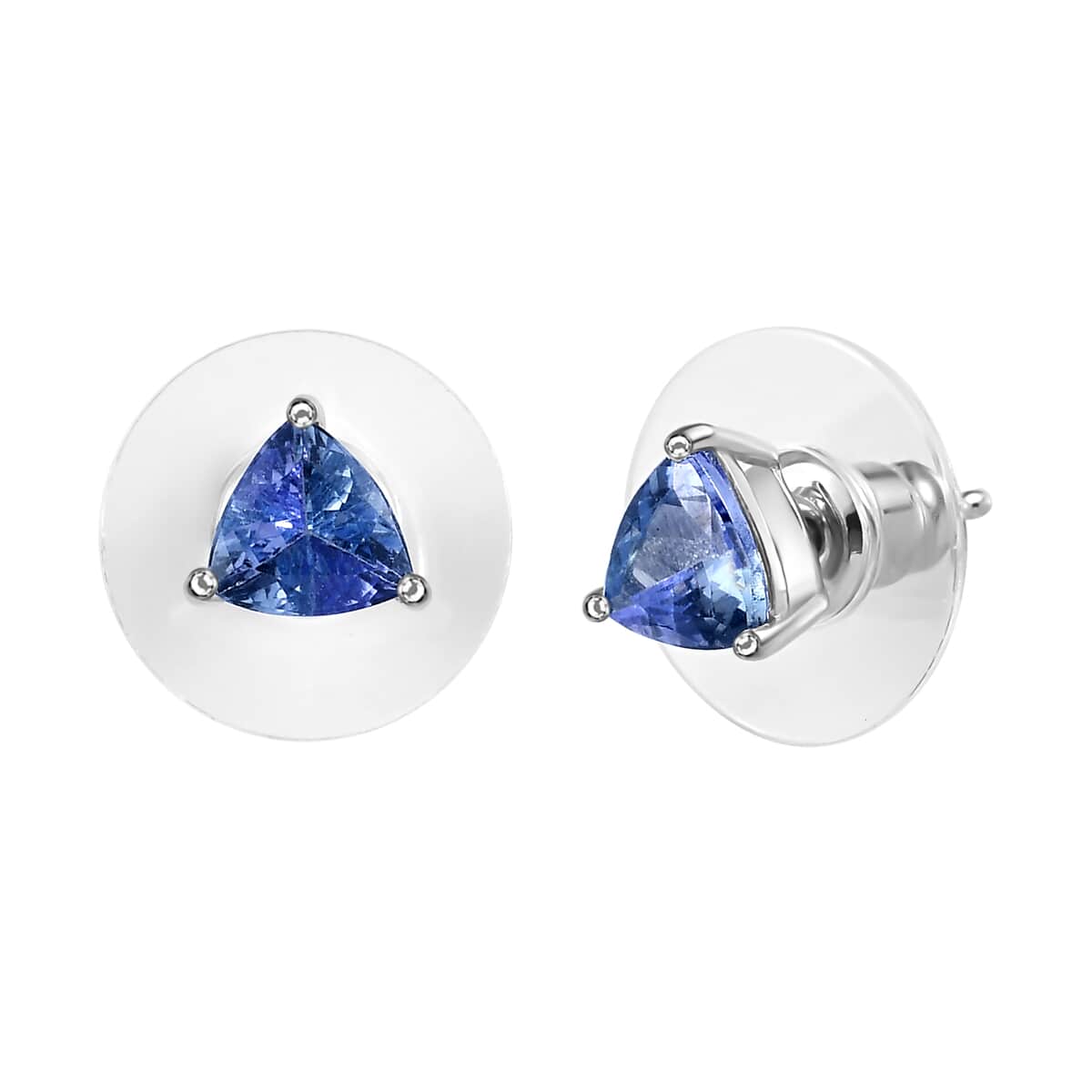 Peacock Tanzanite Solitaire Stud Earrings in Platinum Over Sterling Silver 1.25 ctw image number 0