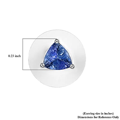 Peacock Tanzanite Solitaire Stud Earrings in Platinum Over Sterling Silver 1.25 ctw