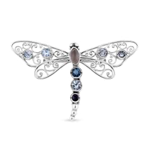 Sajen Silver Kuisa Rainbow Moonstone and Multi Gemstone Dragonfly Pendant in Sterling Silver 3.40 ctw