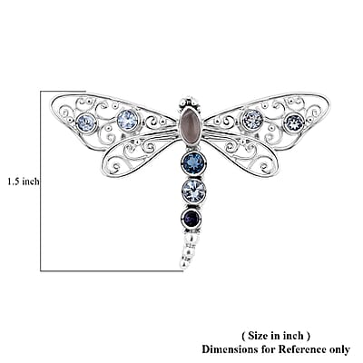 Sajen Silver Kuisa Rainbow Moonstone and Multi Gemstone Dragonfly Pendant without Chain in Sterling Silver 3.40 ctw