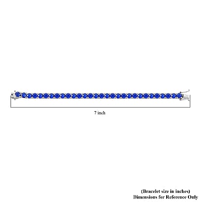 Tanzanian Blue Spinel (DF) 15.60 ctw Bracelet in Rhodium Over Sterling Silver (6.50 In)
