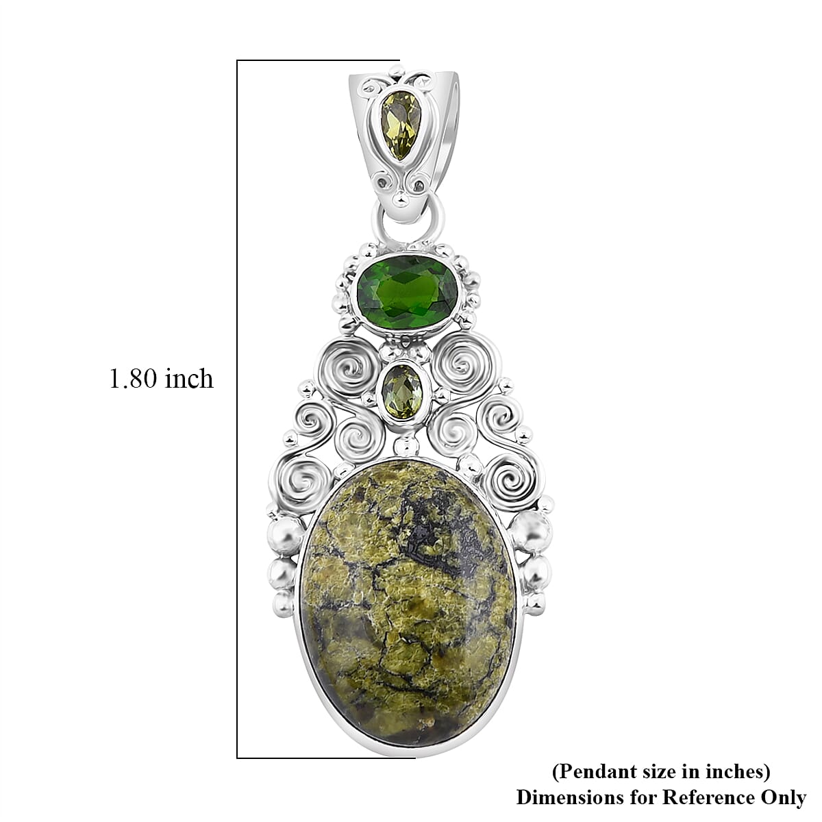 Sajen Silver Serpentine and Multi Gemstone Pendant in Sterling Silver 12.10 ctw