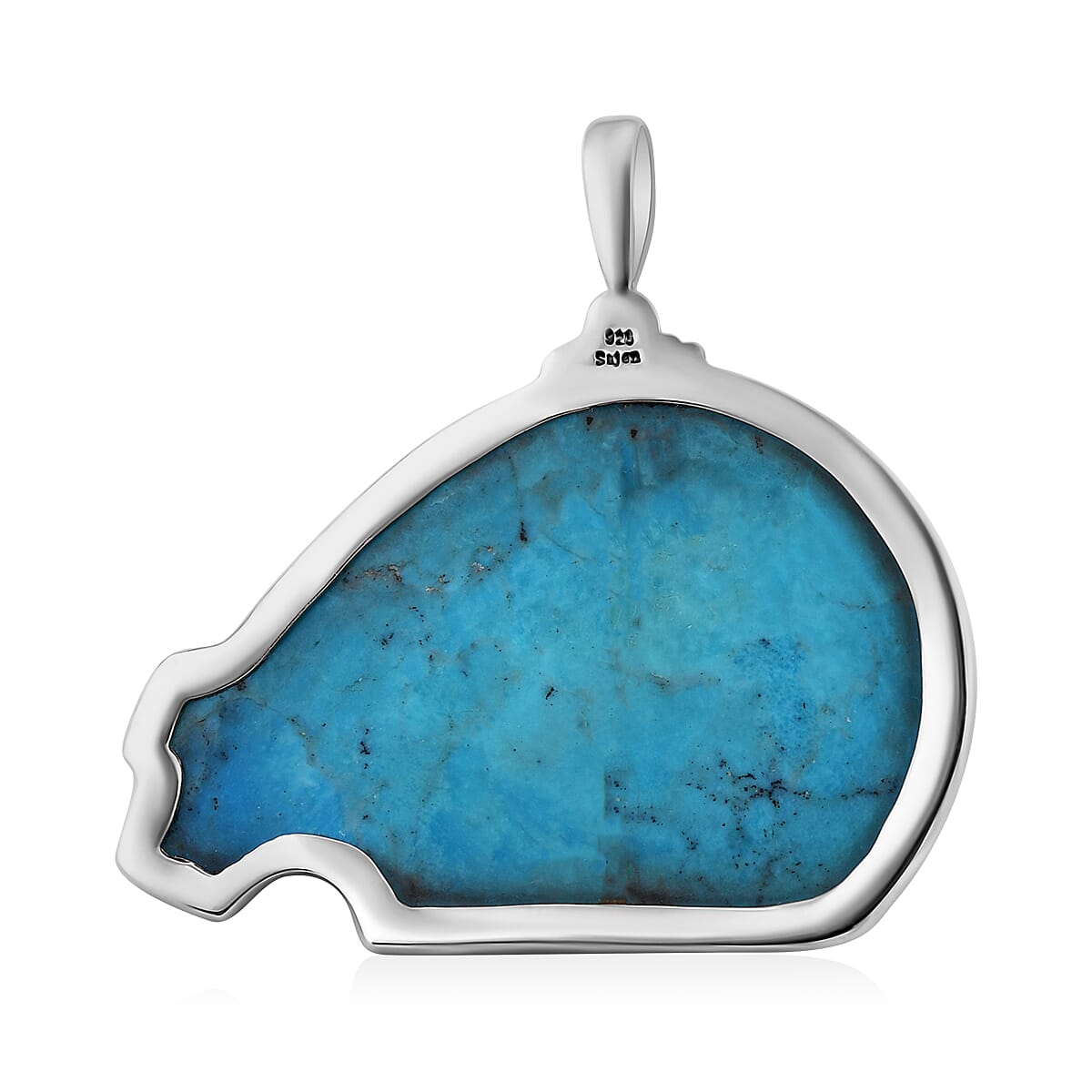 Sajen Silver Blue Turquoise and Multi Gemstone Bear Pendant in Sterling Silver 112.50 ctw image number 4