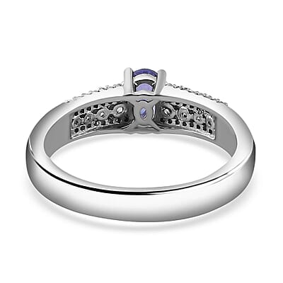 AAA Tanzanite and Multi Gemstone Ring in Platinum Over Sterling Silver (Size 10.0) 0.90 ctw