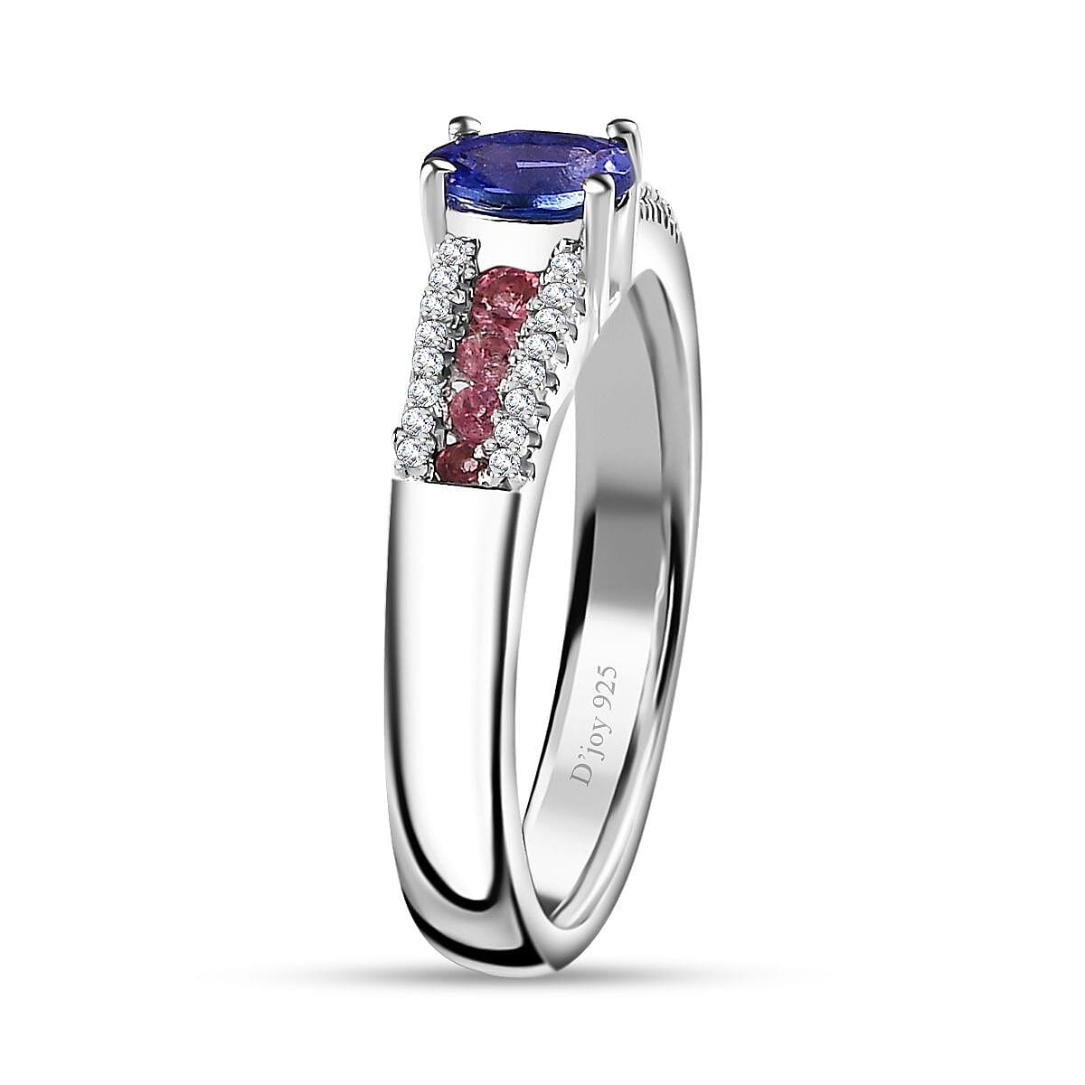 AAA Tanzanite and Multi Gemstone 0.90 ctw Ring in Platinum Over Sterling Silver (Size 9.0) image number 3