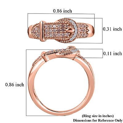 Natural Pink and White Diamond I3 Buckle Ring in Vermeil Rose Gold Over Sterling Silver (Size 10.0) 0.25 ctw