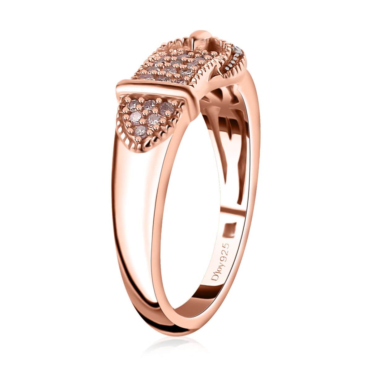 Natural Pink and White Diamond I3 Buckle Ring in Vermeil Rose Gold Over Sterling Silver (Size 6.0) 0.25 ctw image number 3