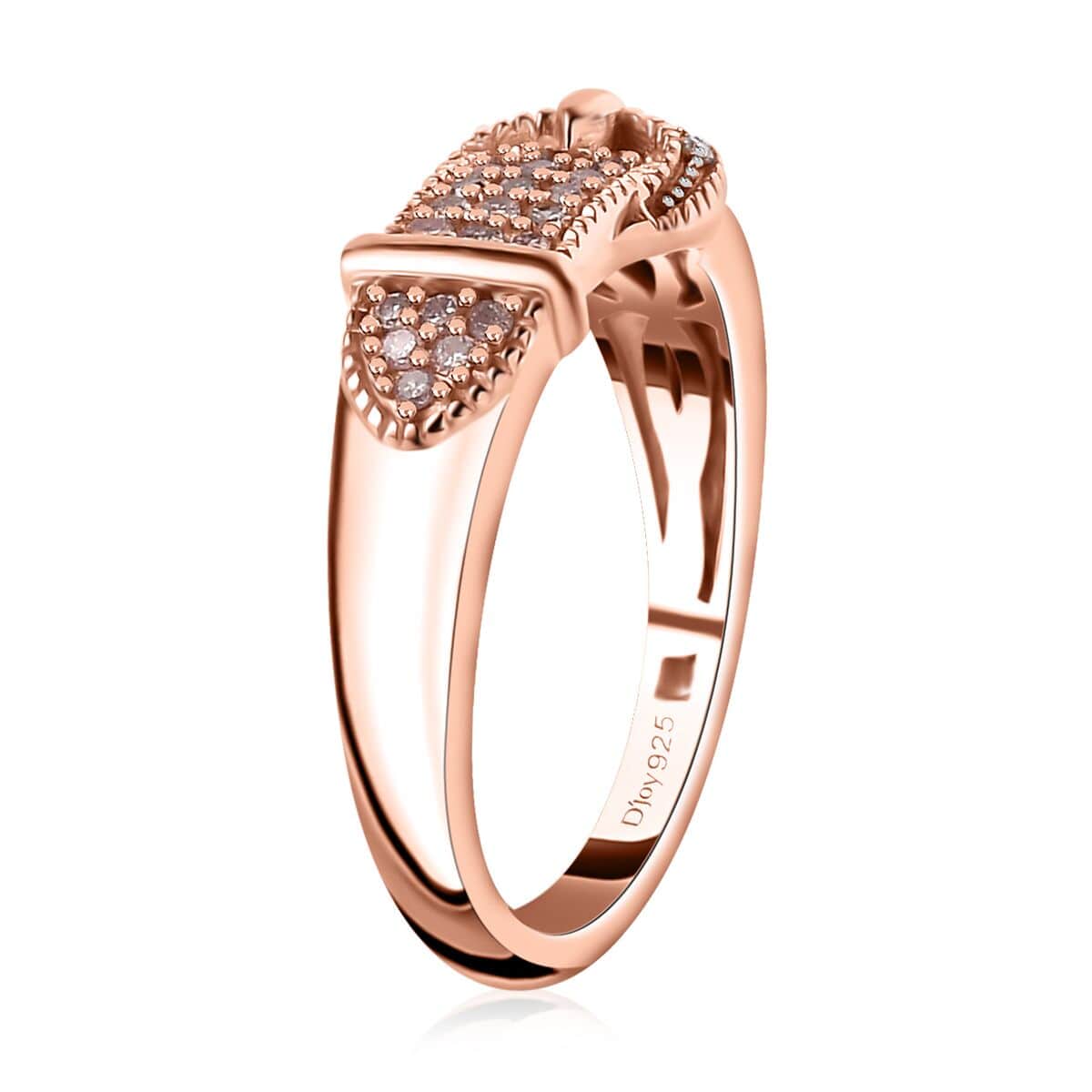 Natural Pink and White Diamond I3 Buckle Ring in Vermeil Rose Gold Over Sterling Silver (Size 8.0) 0.25 ctw image number 3