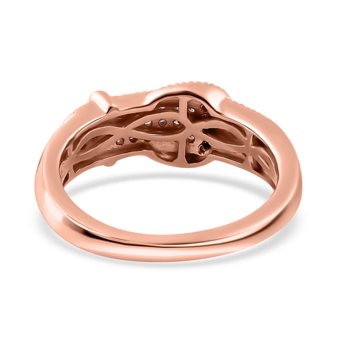 Natural Pink and White Diamond I3 Buckle Ring in Vermeil Rose Gold Over Sterling Silver (Size 8.0) 0.25 ctw image number 4