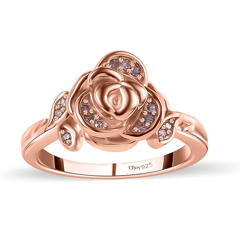 Natural Pink Diamond I3 Rose Ring in Vermeil Rose Gold Over Sterling Silver (Size 10.0) 0.10 ctw