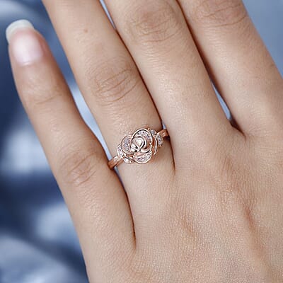 Natural Pink Diamond I3 Rose Ring in Vermeil Rose Gold Over Sterling Silver (Size 10.0) 0.10 ctw