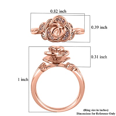 Natural Pink Diamond I3 Rose Ring in Vermeil Rose Gold Over Sterling Silver (Size 10.0) 0.10 ctw