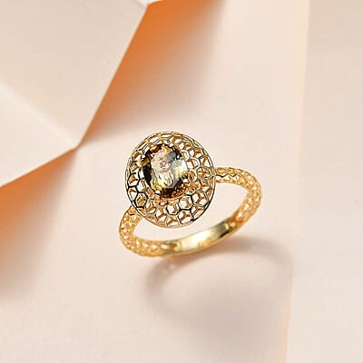 Mirage Collection 10K Yellow Gold Premium Golden Tanzanite Solitaire Ring (Size 10.0) 1.00 ctw