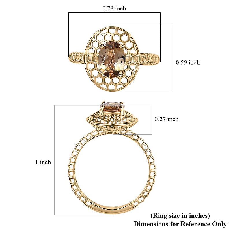 Mirage Collection 10K Yellow Gold Premium Golden Tanzanite Solitaire Ring (Size 10.0) 1.00 ctw