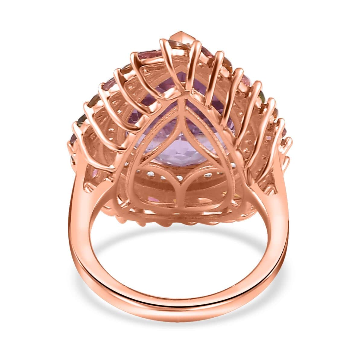 Rose De France Amethyst and Multi Gemstone 13.50 ctw Ring in Vermeil Rose Gold Over Sterling Silver (Size 5.0) image number 4