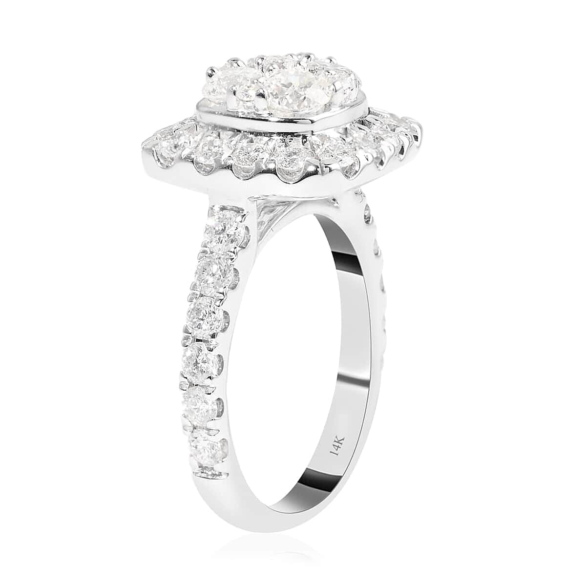 NY Closeout 14K White Gold G SI2 Diamond Cluster Ring (Size 6.5) 7.70 Grams 2.50 ctw image number 3