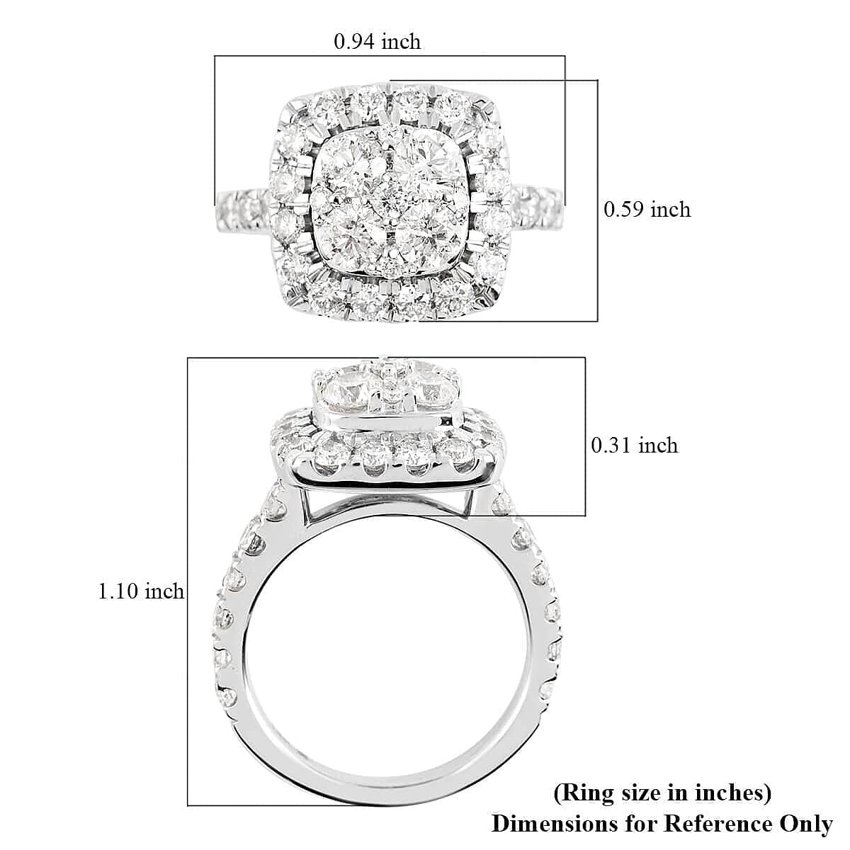 NY Closeout 14K White Gold G SI2 Diamond Cluster Ring (Size 6.5) 7.70 Grams 2.50 ctw image number 4
