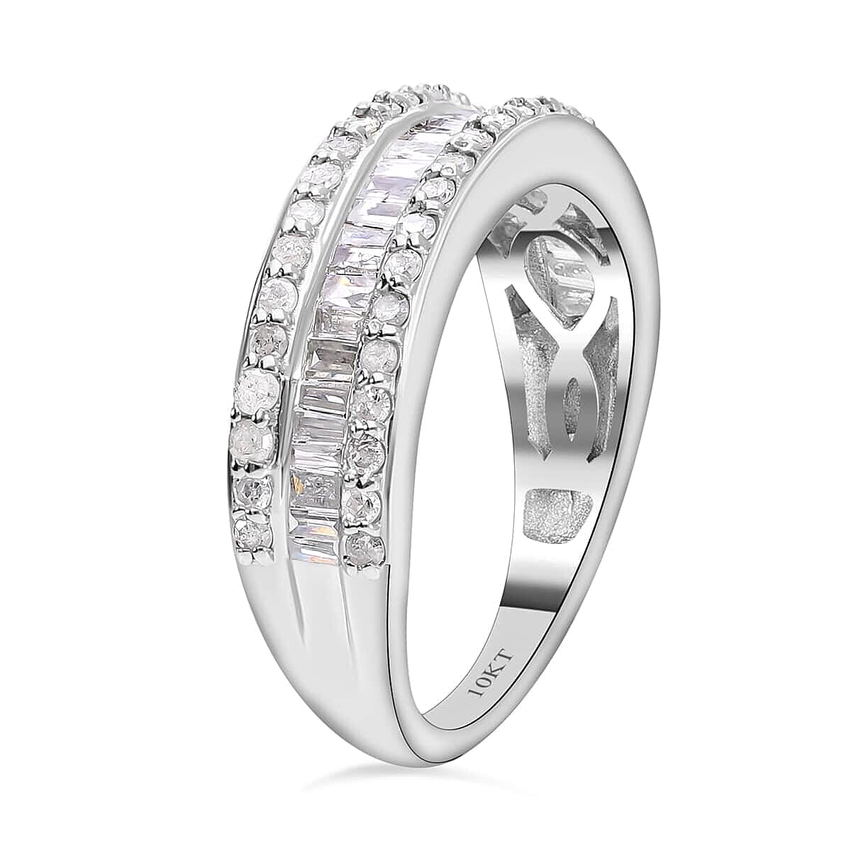 SGL Certified 10K White Gold G-H I3 Diamond Ring (Size 9.5) 1.00 ctw image number 2