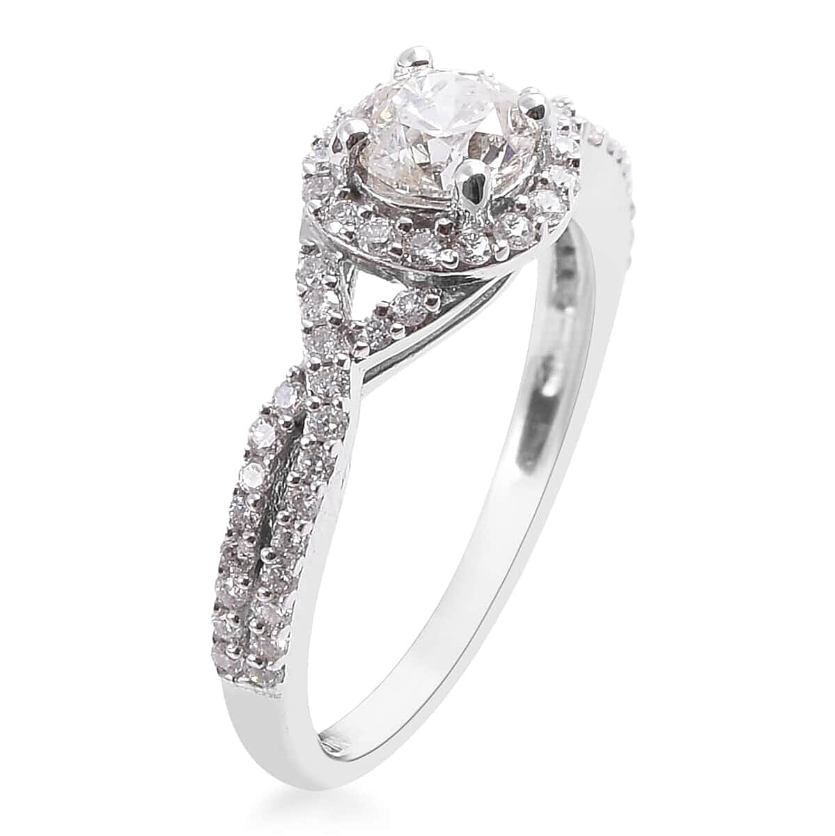 SGL Certified 14K White Gold Diamond G-H I1-I2 Infinity Shank Ring (Size 7.5) 3.20 Grams 1.00 ctw image number 3