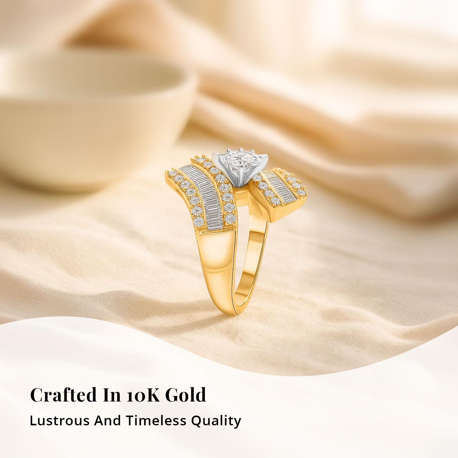 G-H Diamond 1.20 ctw Bypass Ring in 10K Yellow Gold 5.35 Grams (Size 6.0) image number 2