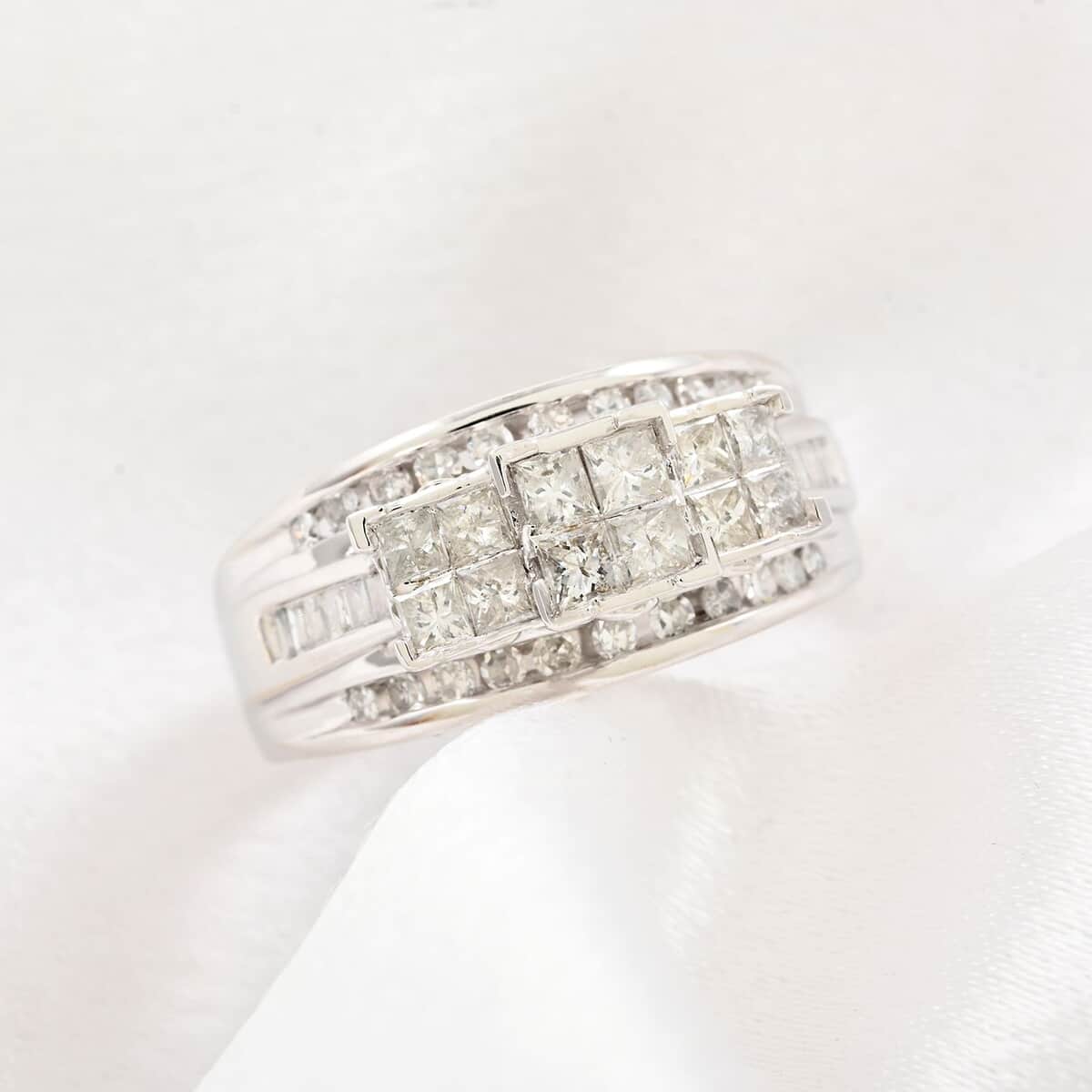 10K White Gold Diamond G-H I2 Ring (Size 10.0) 5.10 Grams 1.00 ctw image number 1