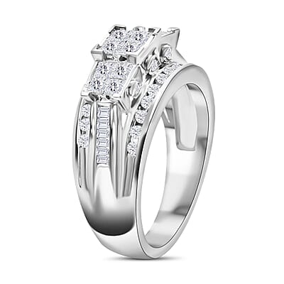 10K White Gold Diamond G-H I2 Ring (Size 10.0) 5.10 Grams 1.00 ctw