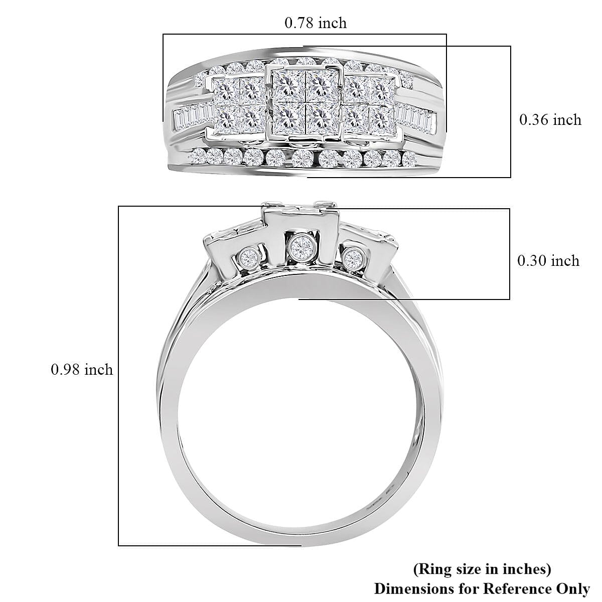10K White Gold Diamond G-H I2 Ring (Size 10.0) 5.10 Grams 1.00 ctw