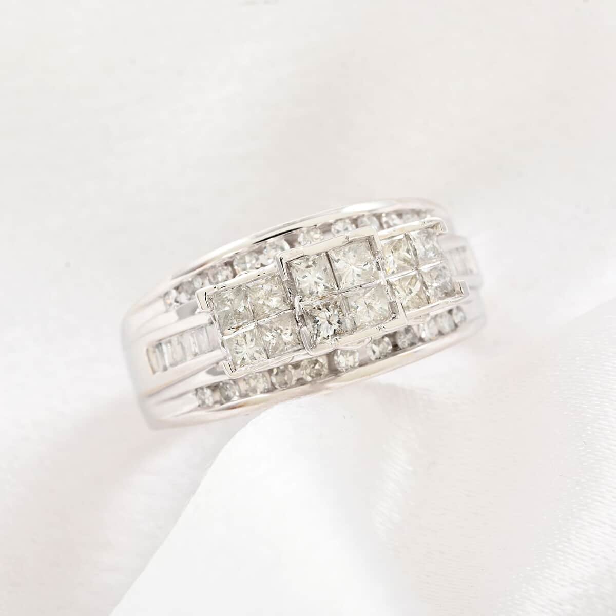 10K White Gold Diamond G-H I2 Ring (Size 6.0) 5.10 Grams 1.00 ctw image number 1